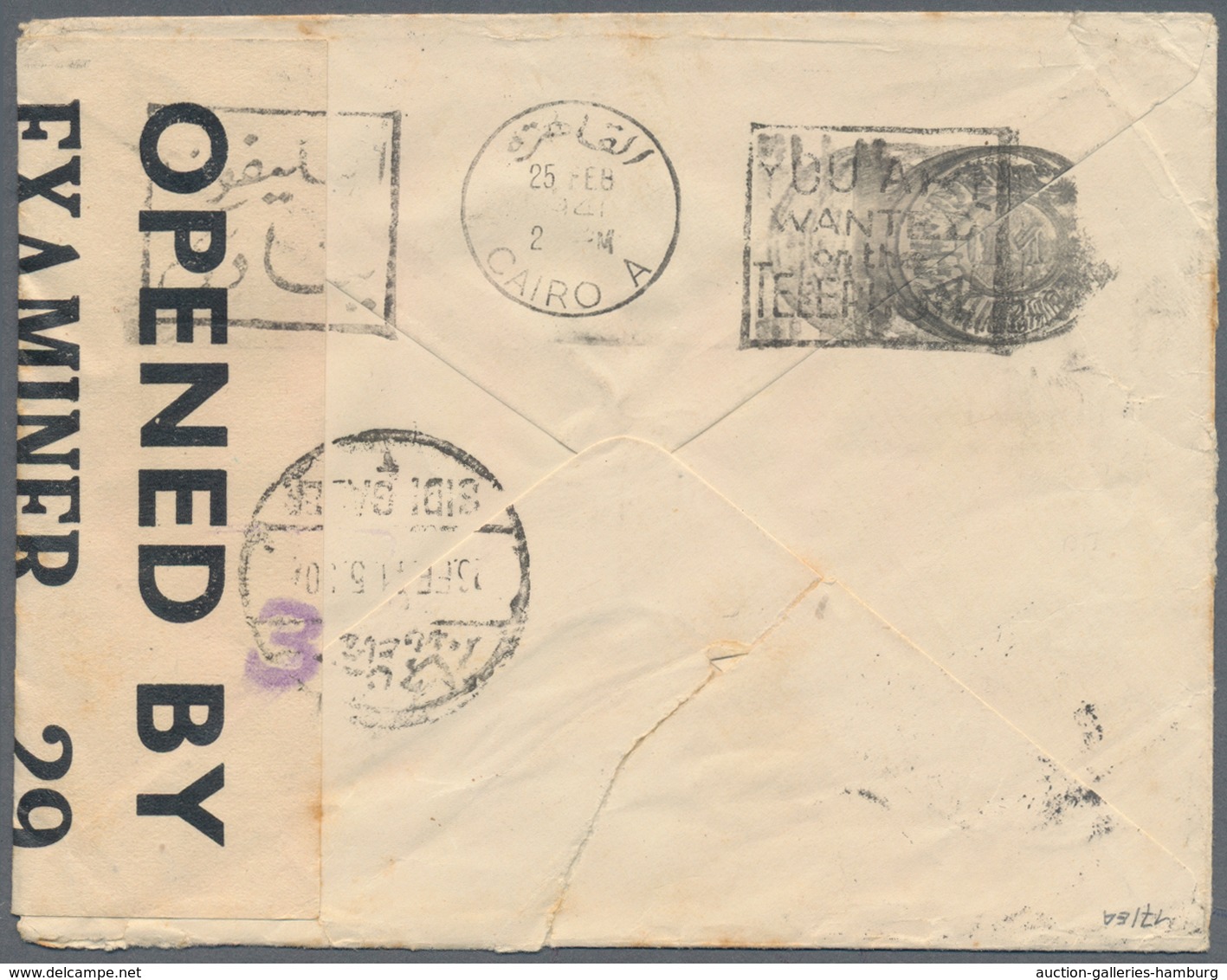 Malta: 1942, Cover (small Stains) Sent From Malta To Egypt With Maltese And Egytian Censor Marks And - Malte