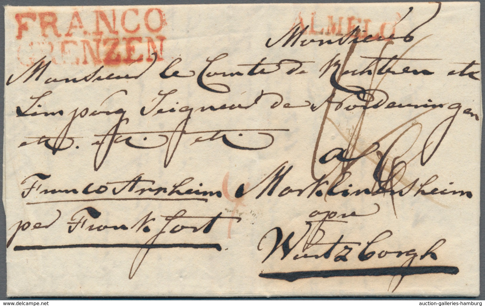 Niederlande - Vorphilatelie: 1820, Sealed Folded Letter With Two Liner FRANCO /GRENZEN And ALMELO (b - ...-1852 Prephilately