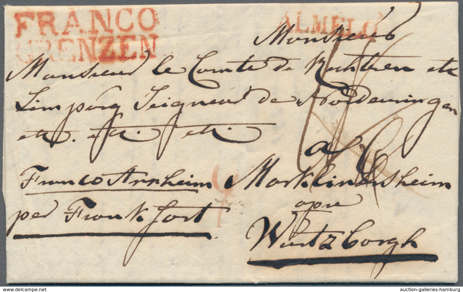 Niederlande - Vorphilatelie: 1820, Sealed Folded Letter With Two Liner FRANCO /GRENZEN And ALMELO (b - ...-1852 Voorlopers