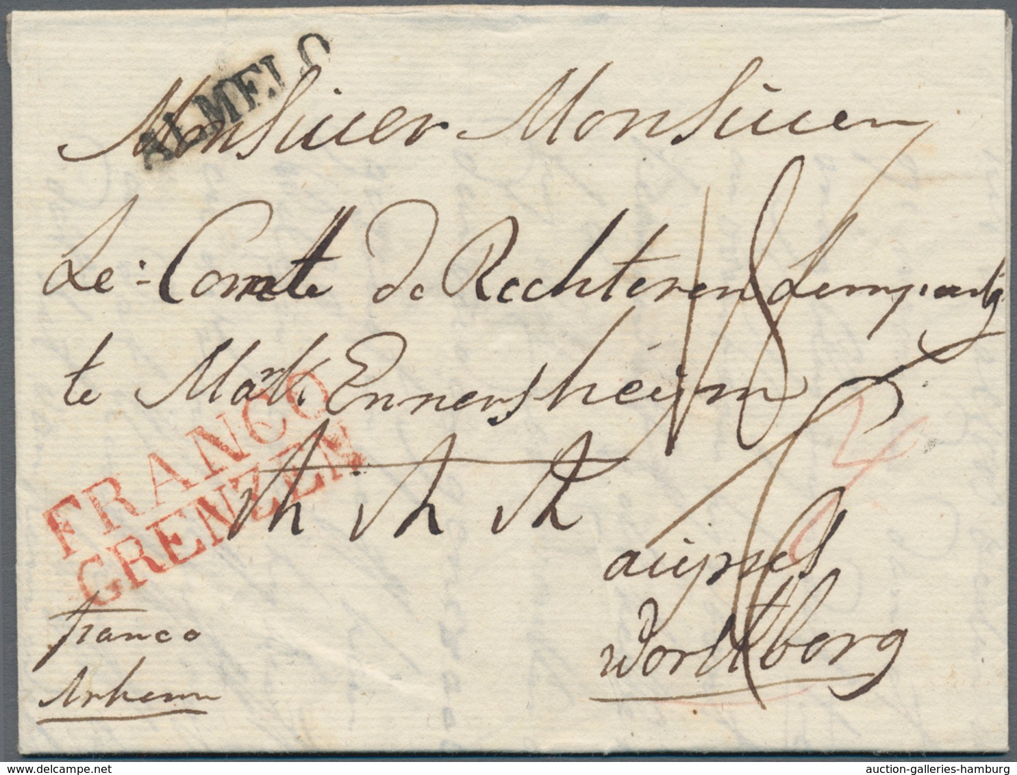 Niederlande - Vorphilatelie: 1822, Sealed Folded Letter With Black Postmark ALMELO (von Der Linden N - ...-1852 Prephilately