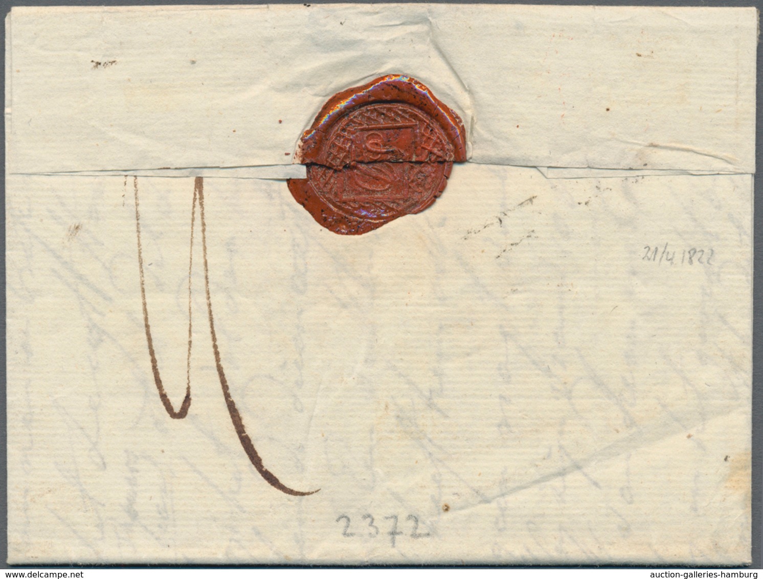 Niederlande - Vorphilatelie: 1822, Sealed Folded Letter With Black Postmark ALMELO (von Der Linden N - ...-1852 Voorlopers