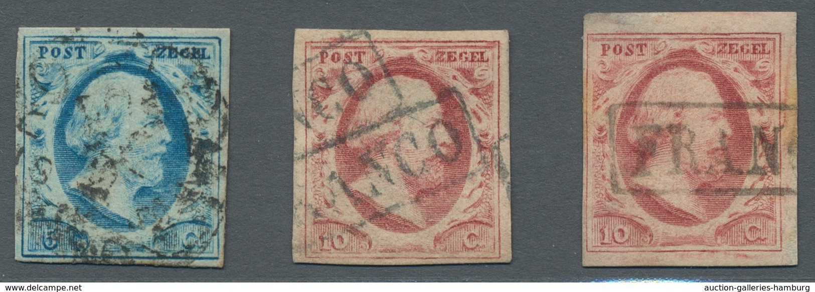 Niederlande: 1852-1860, (approx.) Lot Of 6 Full Margins Stamps Of The First Series, Including Michel - Autres & Non Classés
