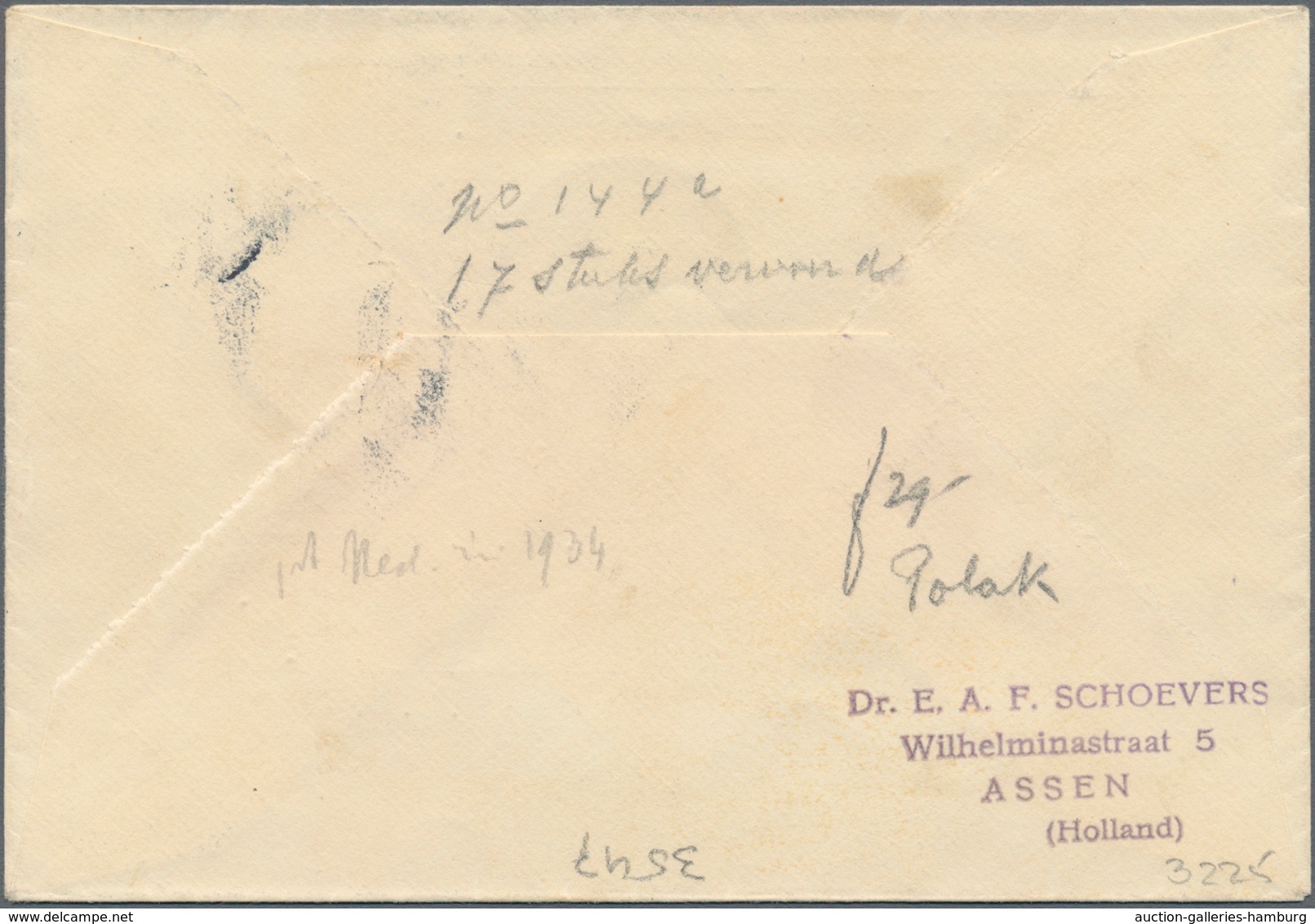 Niederlande: 1934, Contract State Catauplt Mail, Printed Matter From ASSEN To Schenectady, New York. - Otros & Sin Clasificación