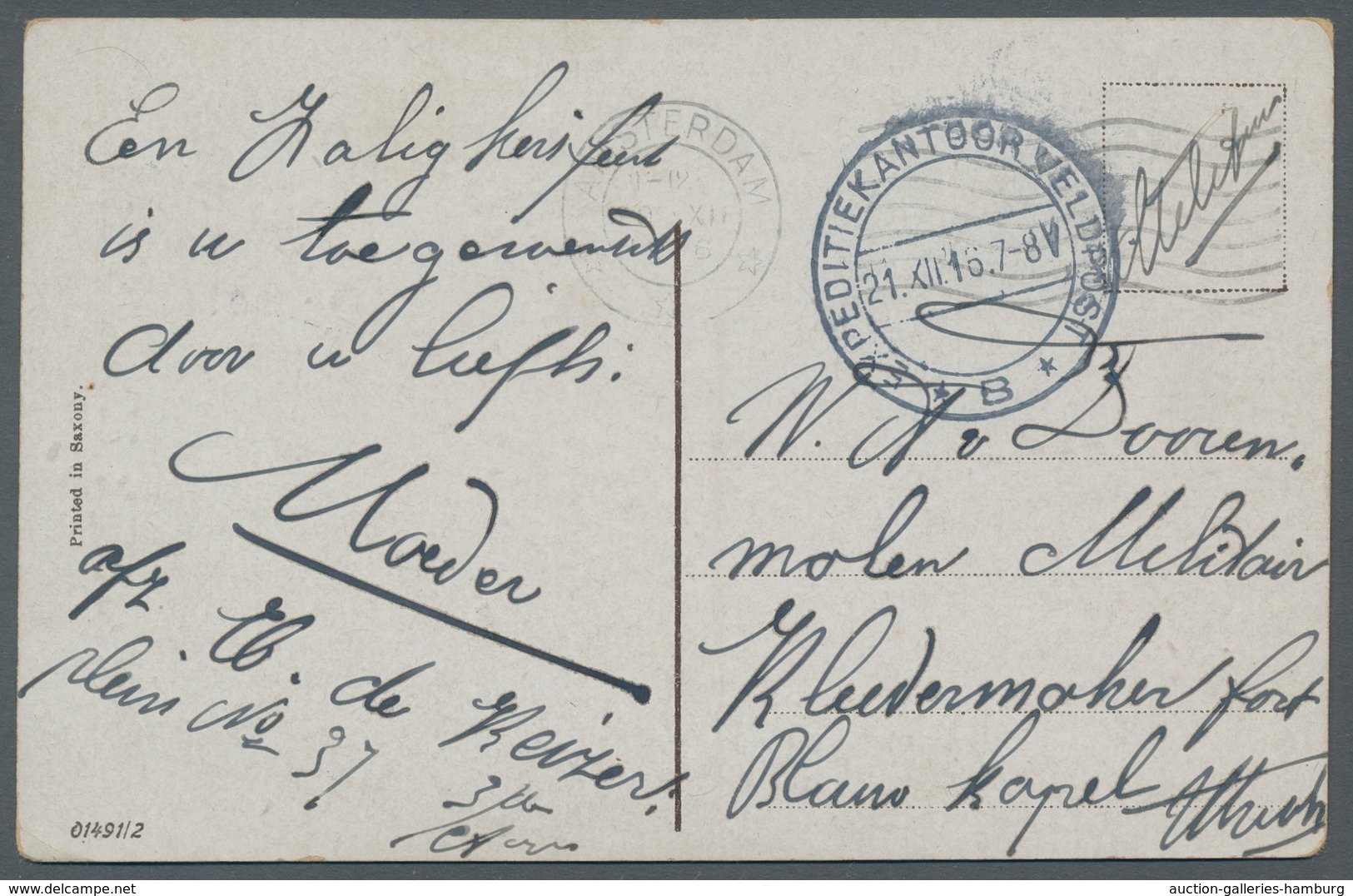 Niederlande - Stempel: 1915-1916, Small Lot Of Three Picture Postcards With Different Rare Dutch Fie - Marcophilie