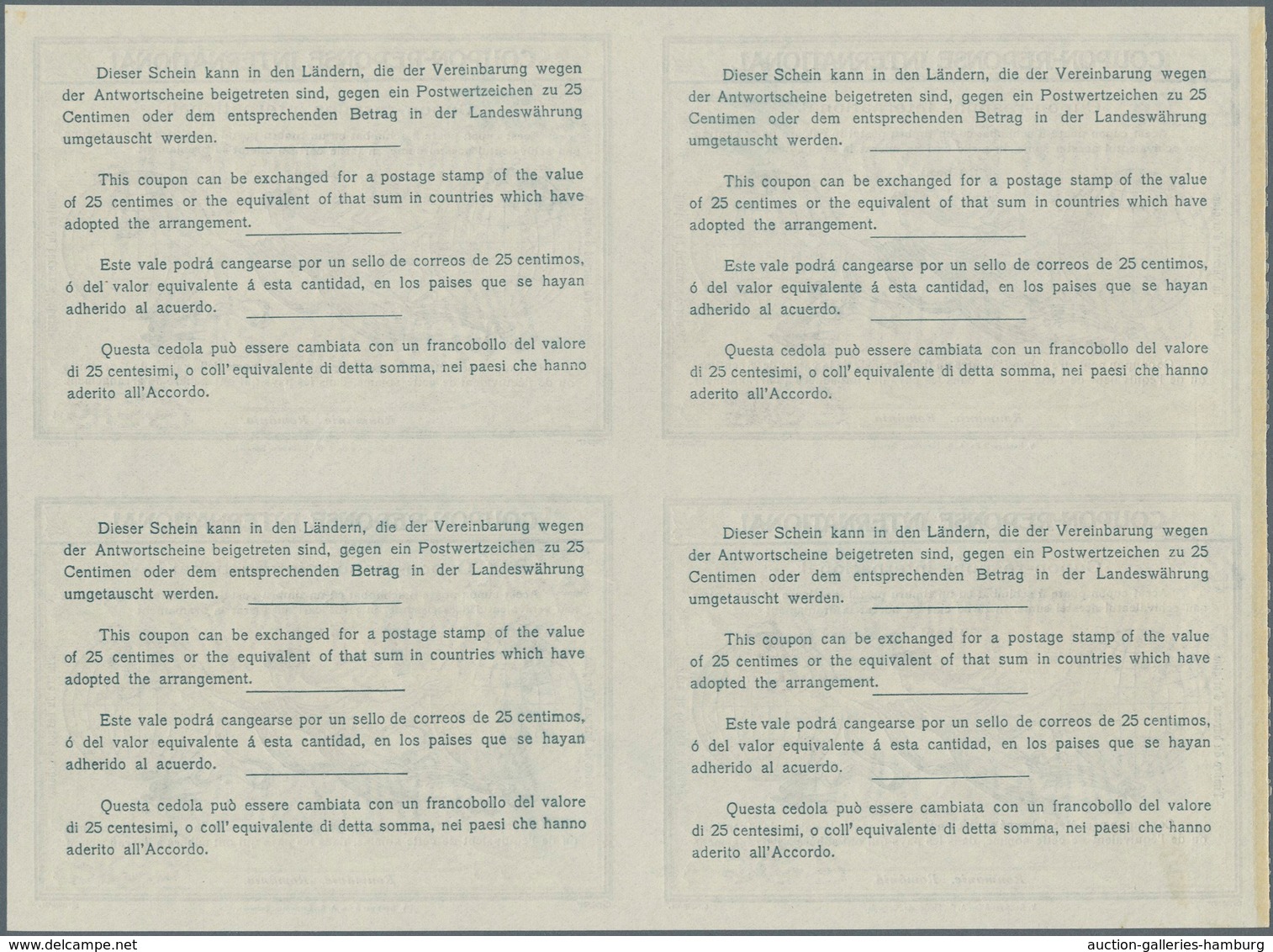 Rumänien - Ganzsachen: Design "Rome" 1906 International Reply Coupon As Block Of Four 30 Bani Romani - Postwaardestukken