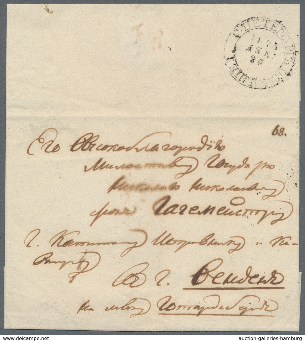 Russland - Vorphilatelie: 1823 FL Cover From St. Petersburg To Wenden With Certificate Of Dobin Not - ...-1857 Prephilately