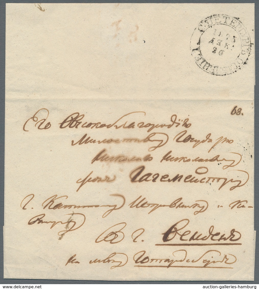 Russland - Vorphilatelie: 1823 FL Cover From St. Petersburg To Wenden With Certificate Of Dobin Not - ...-1857 Préphilatélie