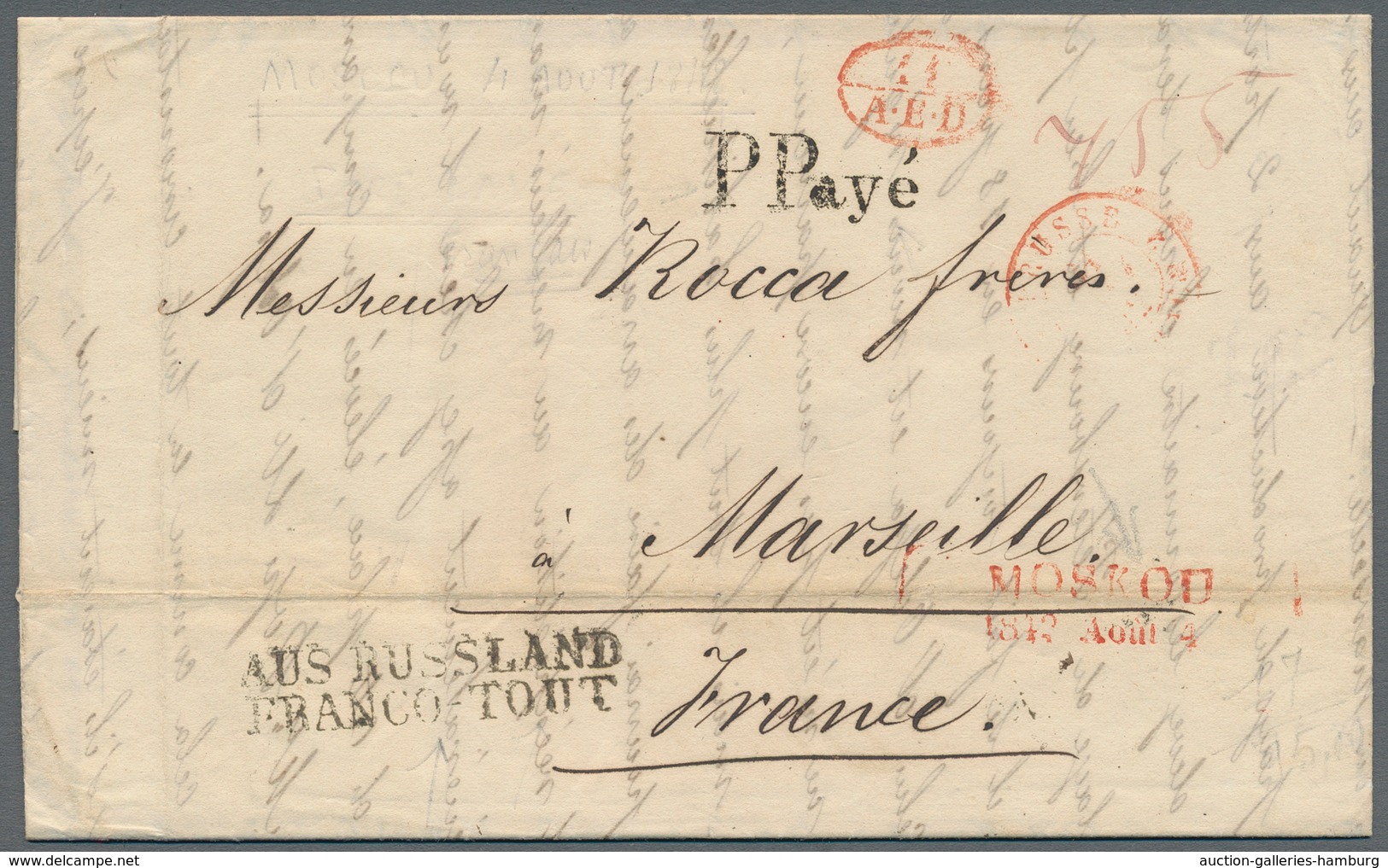 Russland - Vorphilatelie: 1842/47 Two Covers With Different Red Double Line Cancels From Moscow (Mos - ...-1857 Prefilatelia