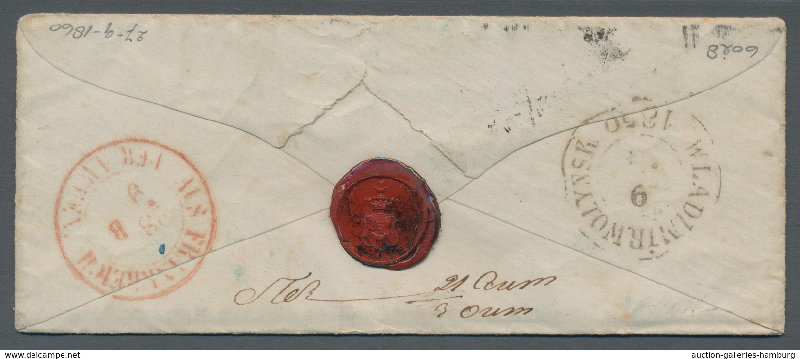 Russland: 1860, Small Cover With Content From PARIS 27 SEPT 60 With Post-contract Mark "F. 33" Par V - Brieven En Documenten