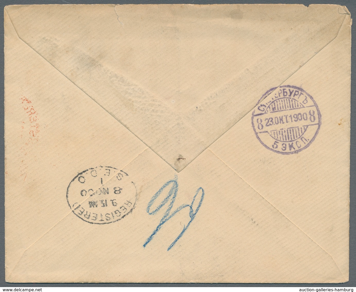 Russland: 1896/1902 Five Items All Sent From Different Telegraph PO Of St. Petersburg, Three Registe - Lettres & Documents