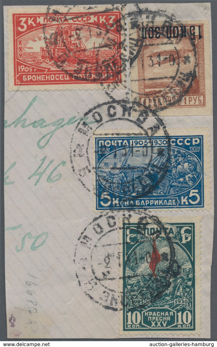 Sowjetunion: 1924 Air 15k. On 1r. Brown With OVERPRINT INVERTED, Used Along With 1930 'Revolution' S - Otros & Sin Clasificación