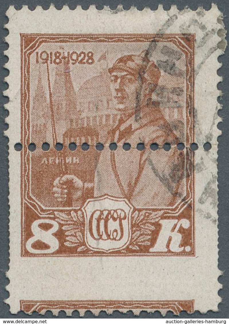 Sowjetunion: 1928, 10th Anniversary Of Red Army, 8 Kop. With Shifted Perforated Fine Used. - Sonstige & Ohne Zuordnung