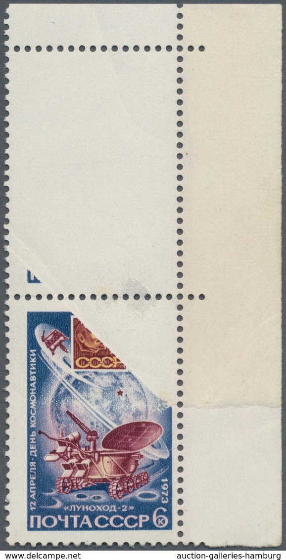 Sowjetunion: 1973, Moon Vehicle Lunochod 2 Unused Brand Pair With Partial And Complete Loss Of Print - Otros & Sin Clasificación