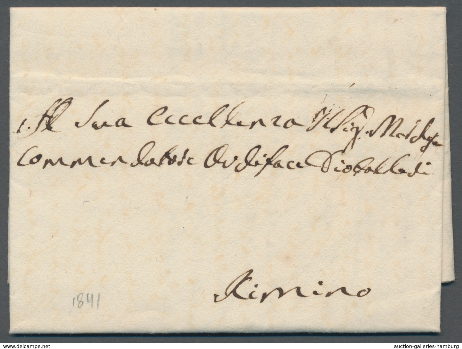 San Marino - Vorphilatelie: 1841, Pre-philatelic Letter From San Marino With Complete Content To Rim - ...-1877 Vorphilatelie