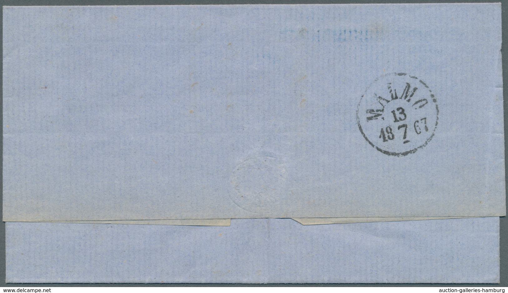 Schweden: 1867, "FRAN DANMARK", Boxed VIOLET Ship Mail Arrival Marking On Entire Letter From Copenha - Autres & Non Classés