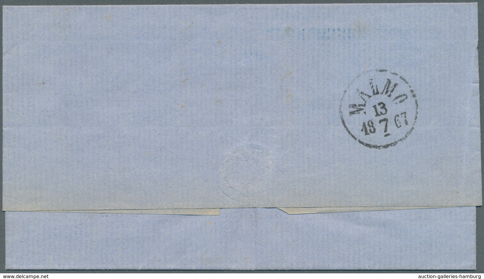 Schweden: 1867, "FRAN DANMARK", Boxed VIOLET Ship Mail Arrival Marking On Entire Letter From Copenha - Sonstige & Ohne Zuordnung