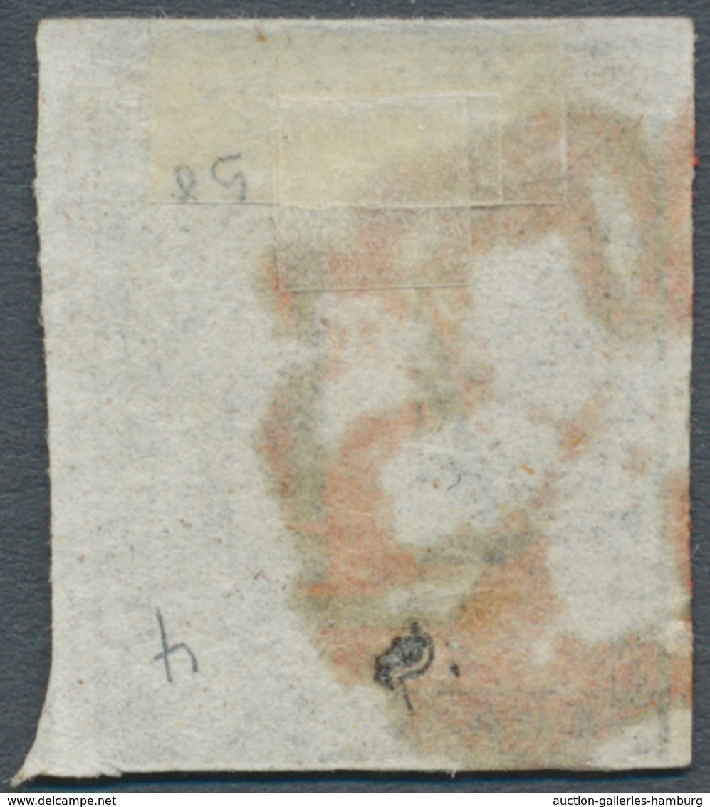 Schweiz - Zürich: 1843 Zürich 4 Rp. Mit Rotem Senkrechten Linienunterdruck, Typ I, Gestempelt Mit Ro - 1843-1852 Timbres Cantonaux Et  Fédéraux