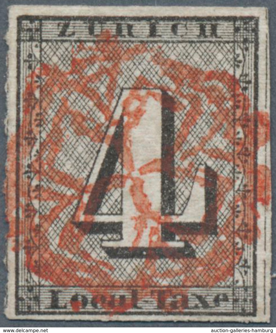 Schweiz - Zürich: 1846 Zürich 4 Rp. Schwarz Mit Waagrechten Unterdrucklinien, Type II, Gebraucht Und - 1843-1852 Timbres Cantonaux Et  Fédéraux