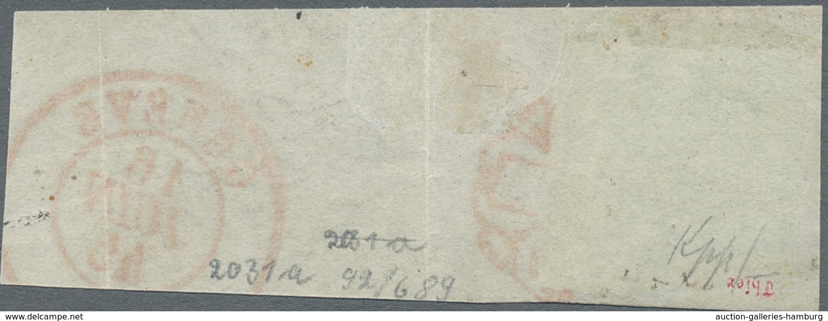 Schweiz - Genf: 1843 Genf 5 C. Als Rechte Hälfte Der "Doppelgenf" Gebraucht Auf Briefstück, übergehe - 1843-1852 Federal & Cantonal Stamps