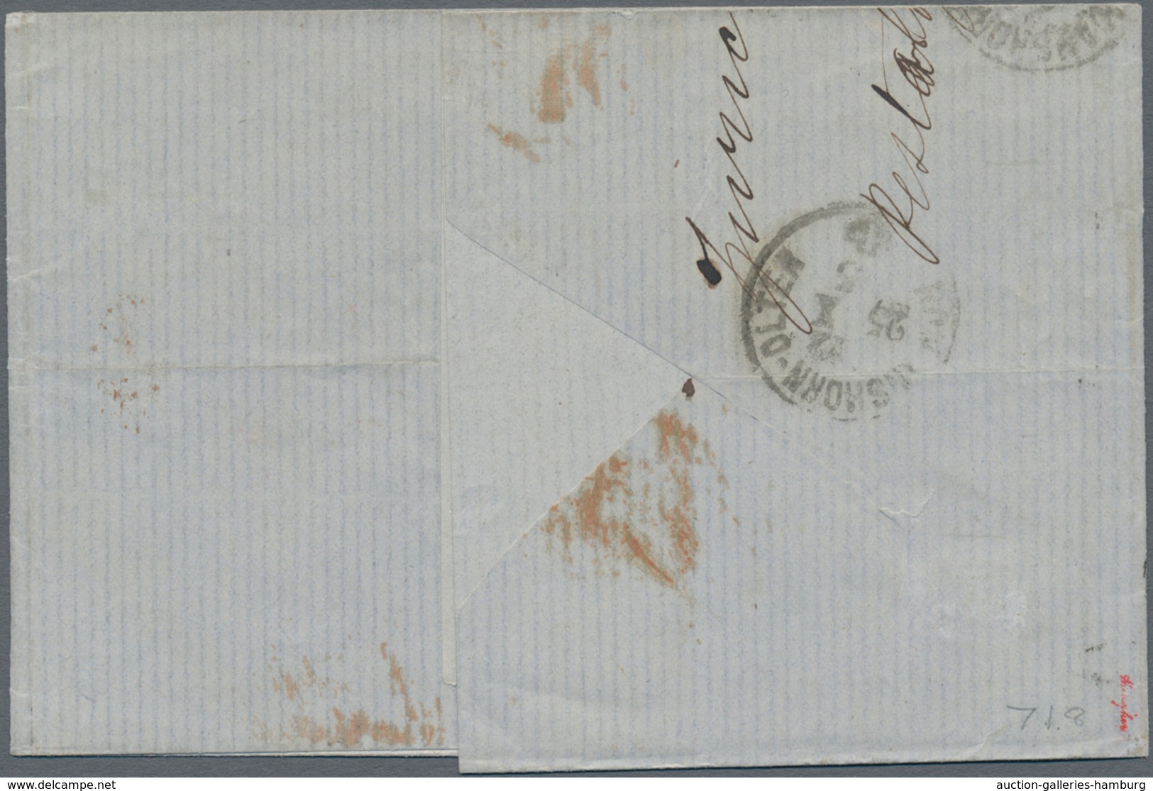 Schweiz: 1865, Brief Frankiert Mit 10 Rp Und 1 Franc Sitzende Helvetia Ab "ZÜRICH 25.OCT 65" Nach Ne - Oblitérés
