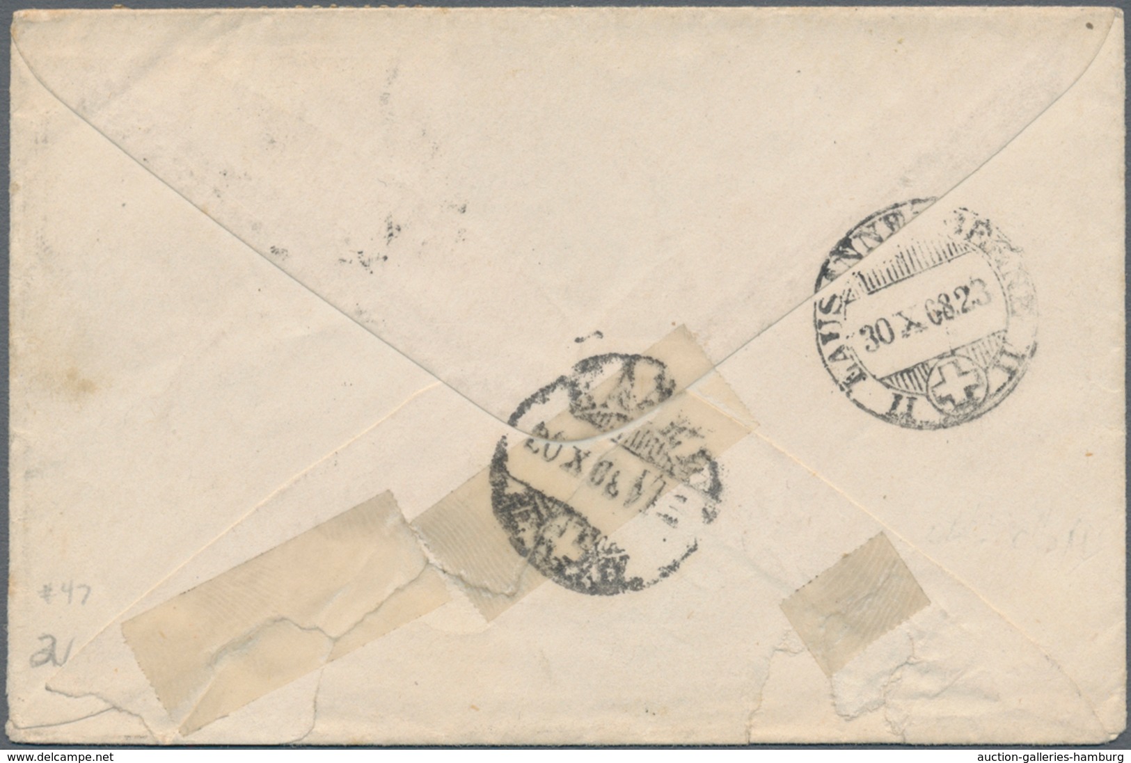 Schweiz: 1868, Brief Frankiert Mit Waagerechtem Paar 40 Rp Sitzende Helvetia (oben Etwas Gestaucht W - Gebraucht