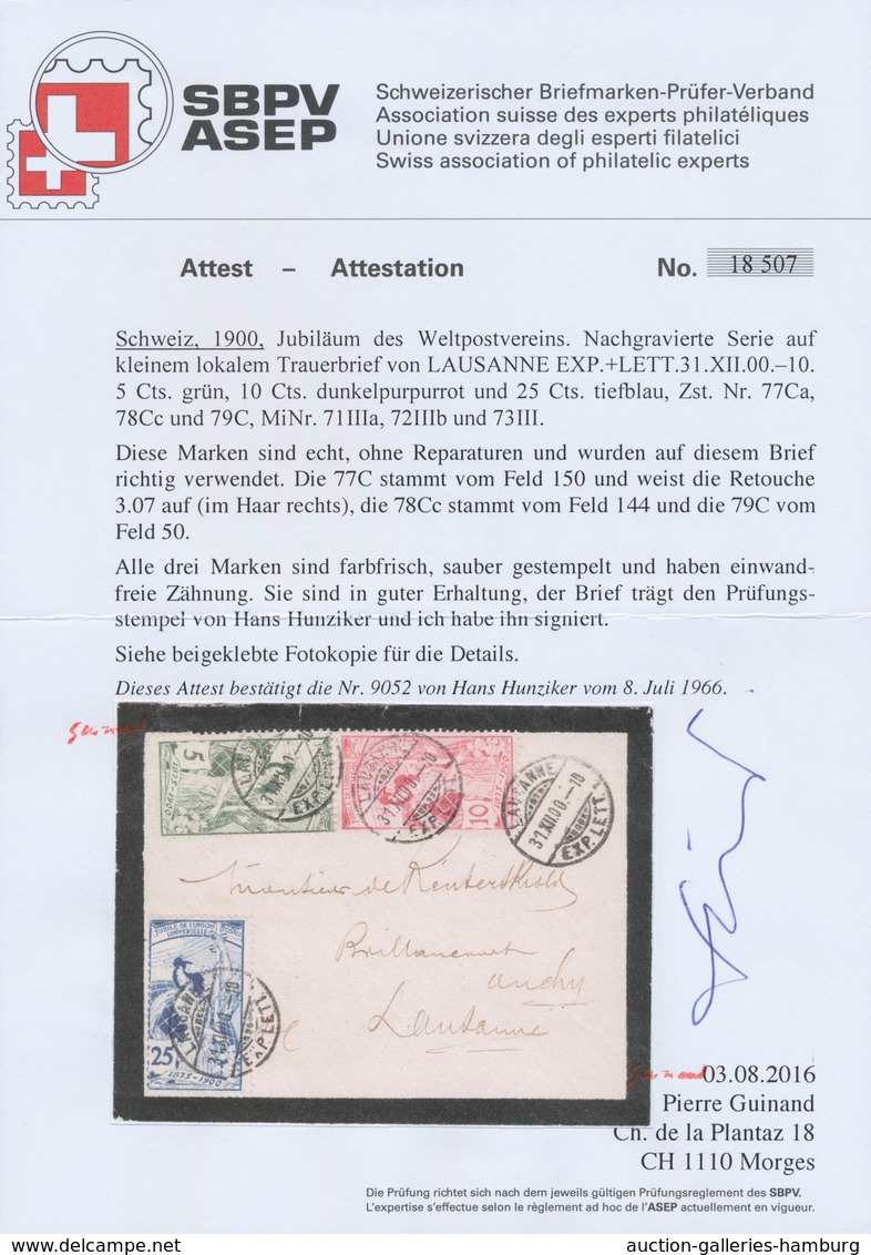 Schweiz: 1900: UPU-Jubiläumsserie Von Der äußerst Seltenen 3. Platte, 5 C. Grün Von Feld 150 Mit Ret - Gebraucht