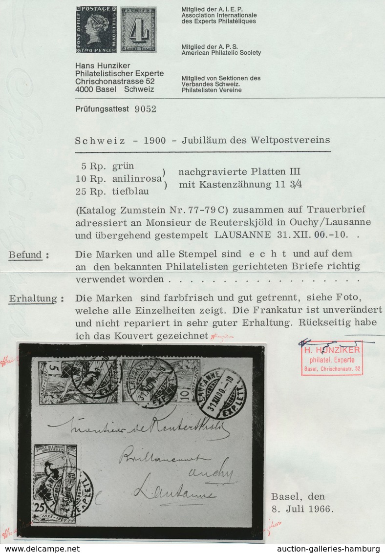 Schweiz: 1900: UPU-Jubiläumsserie Von Der äußerst Seltenen 3. Platte, 5 C. Grün Von Feld 150 Mit Ret - Usados