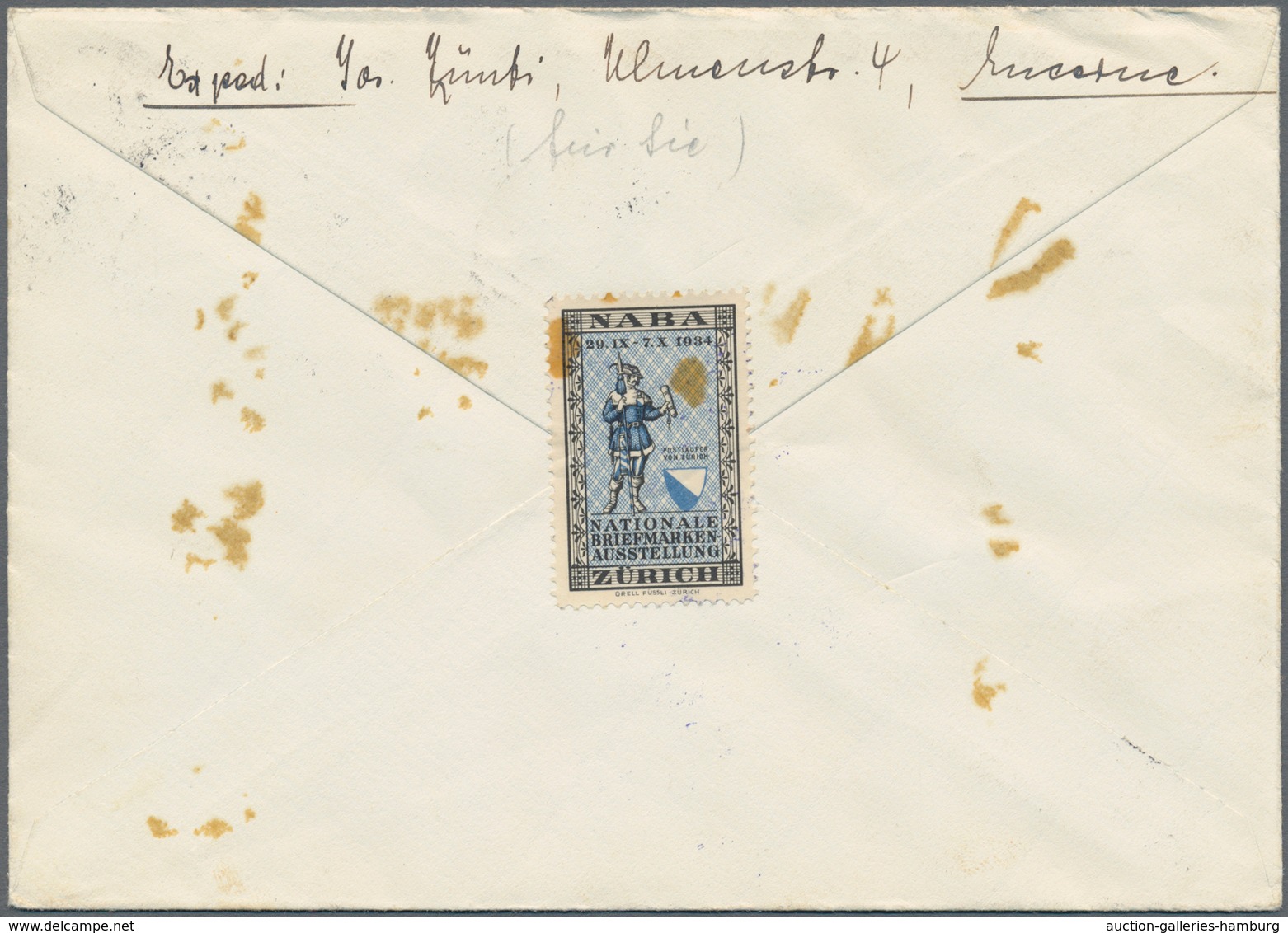 Schweiz: 1934, Brief Ab LUZERN, Frankiert Mit Drei Zentrisch Gestempelten Viererblocks Mit Blauem Be - Used Stamps