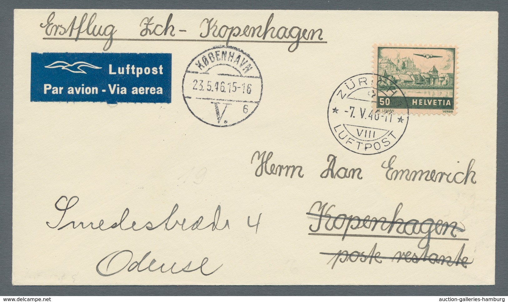 Schweiz: 1936-1954, Vier Besondres Saubere Flugpost-Belege Mit Drei Erst-/Eröffnungsflügen Und Einem - Usati