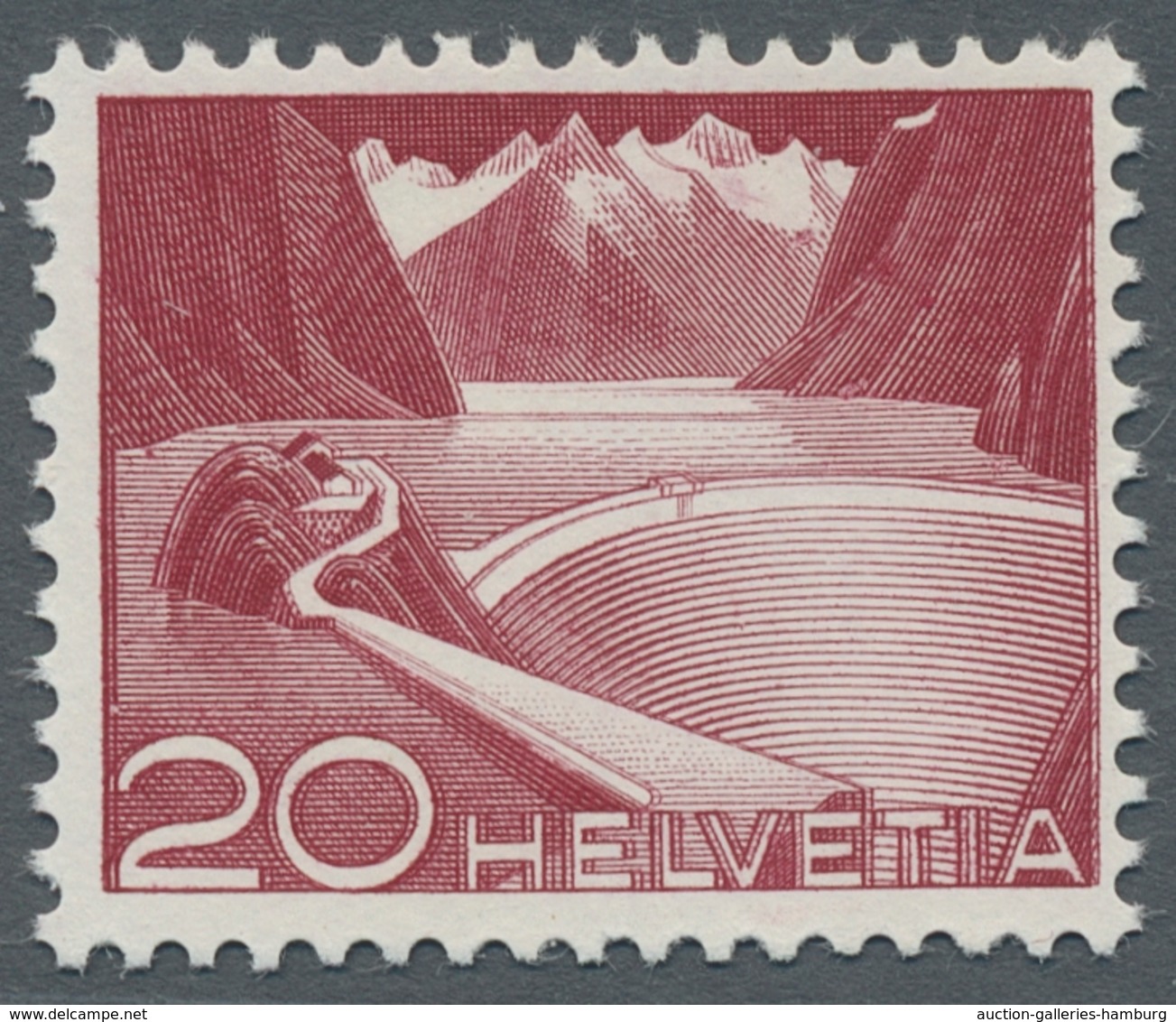 Schweiz: 1949, Stausee 20 Rappen Mit Markanter Doppelprägung, Tadellos Postfrisch, Große Modernen Sc - Usados