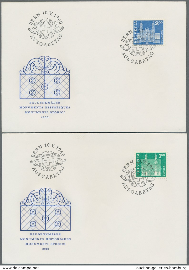 Schweiz: 1960, Freimarken Auf Normalem Papier 18 Werte Komplett Auf 15 Tadellos Erhaltenen Schmuck-F - Used Stamps