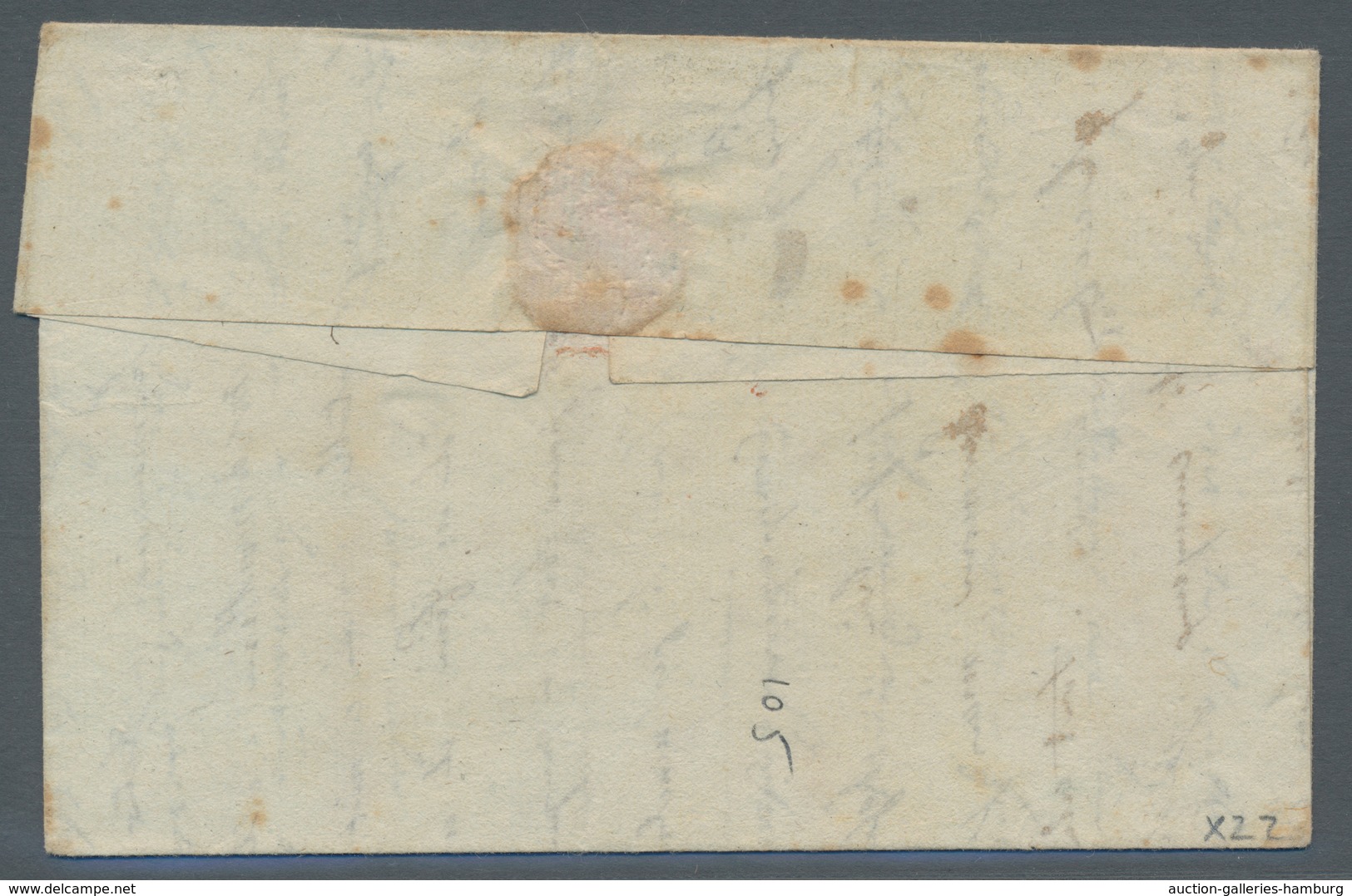 Spanien - Vorphilatelie: 1823, Folded Fieldpost Cover With L2 (C) / ARM D'ESPANGE And Taxe "8" To Fr - ...-1850 Vorphilatelie