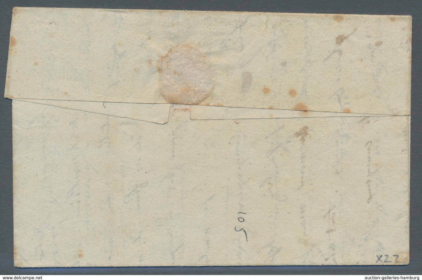 Spanien - Vorphilatelie: 1823, Folded Fieldpost Cover With L2 (C) / ARM D'ESPANGE And Taxe "8" To Fr - ...-1850 Préphilatélie