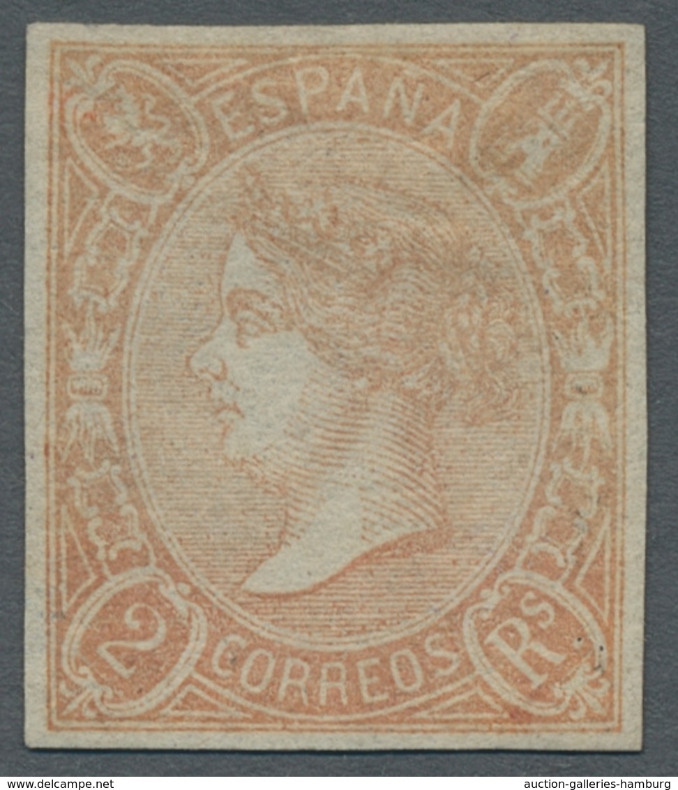 Spanien: 1865, "2 R. Salmon", Mint Hinged, Full Margins, Very Fine, Edifil-no. 73 A, Mi. 1400,--. ÷ - Brieven En Documenten