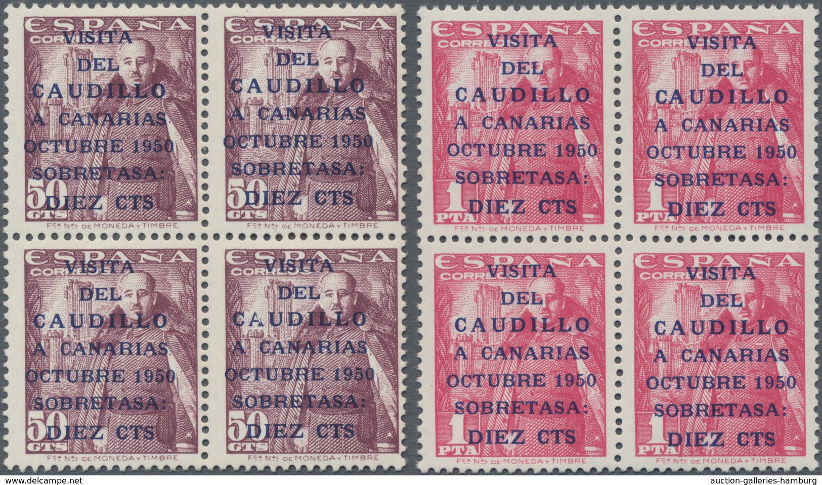 Spanien: 1950, General Franco's Visit Of The Canary Islands 50c. Dark Lilac And 1pta. Carmine-rose W - Cartas & Documentos