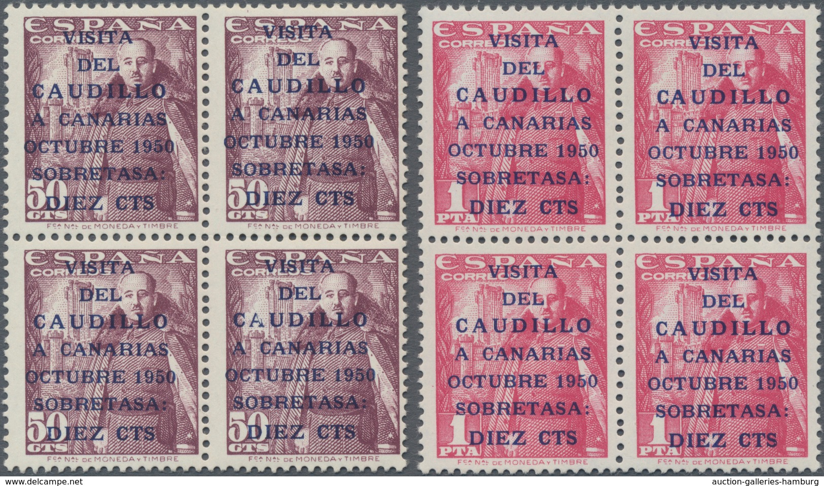 Spanien: 1950, General Franco's Visit Of The Canary Islands 50c. Dark Lilac And 1pta. Carmine-rose W - Brieven En Documenten