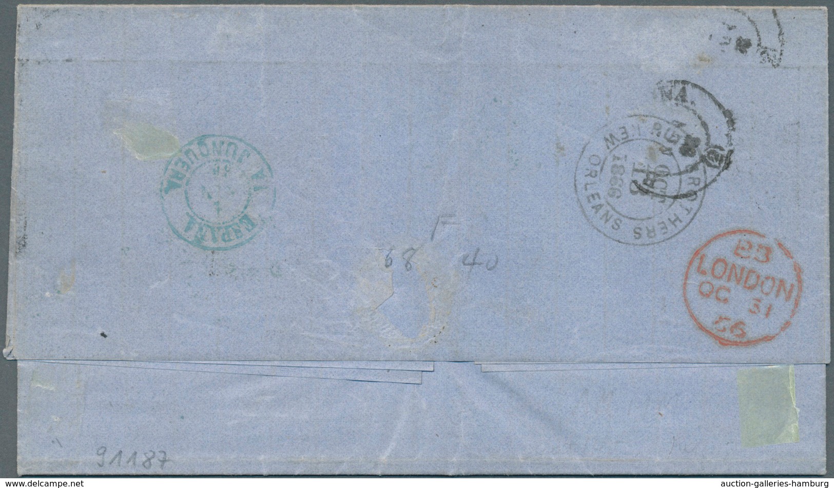 Spanien - Besonderheiten: 1866, Letter From USA With 10 C. Green And 12 C. Black (Scott 68,69) From - Other & Unclassified