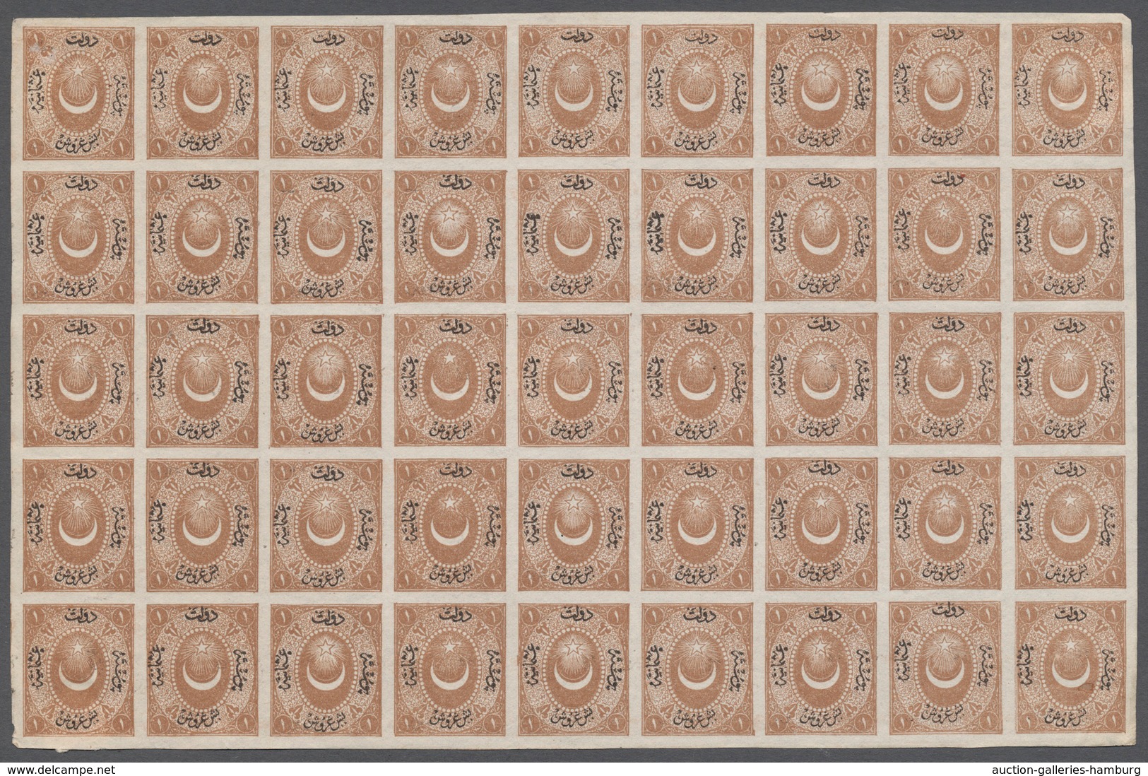 Türkei: 1867, 1 Pia. Brown Postage Due With "5" (Bes) Instead Of "1" (Bir) In Overprint, Imperf Part - Nuevos