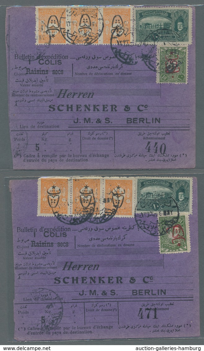 Türkei: 1917, Five Parcel Cards With Identical Franking For Raisin Parcels To Berlin Each With E.g. - Nuevos