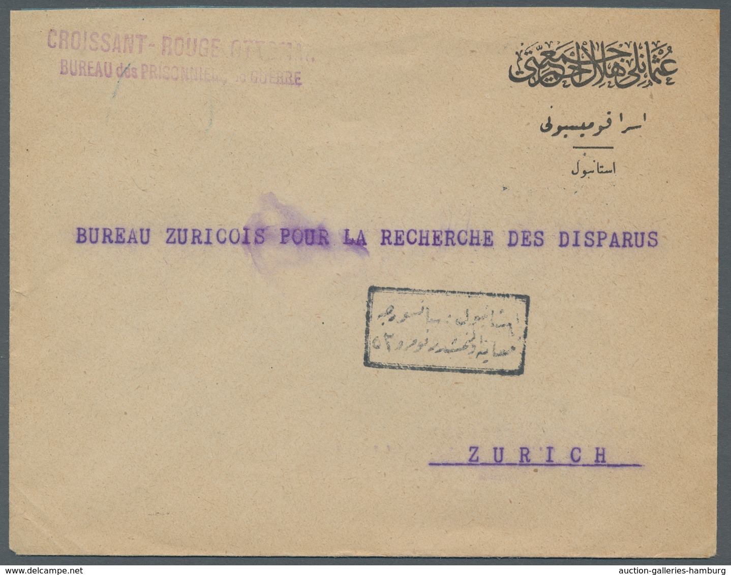 Türkei: 1917, Preprinted Envelope With Sender Mark Of The Turkish Red Cross, Office For Prisoners Of - Ungebraucht
