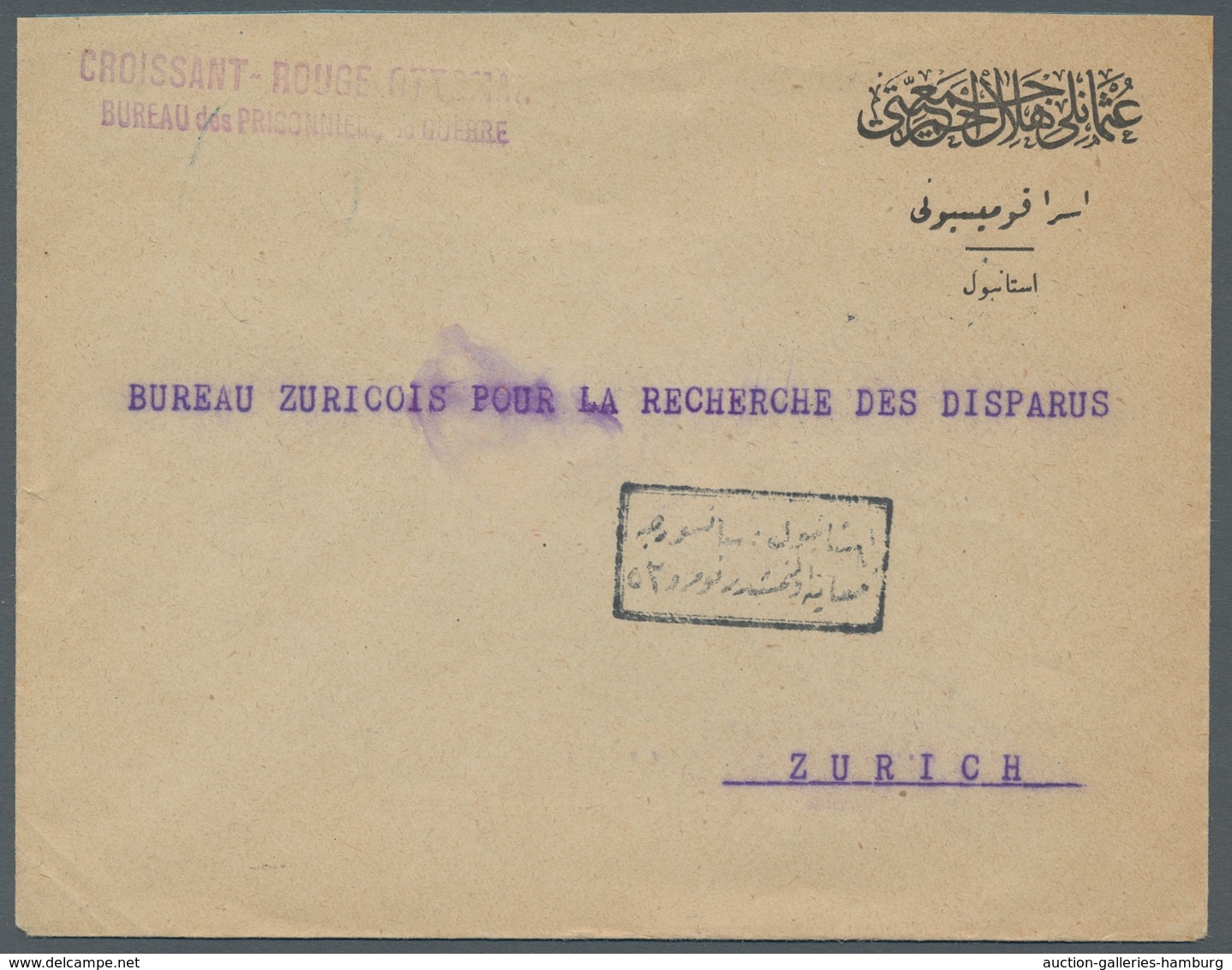 Türkei: 1917, Preprinted Envelope With Sender Mark Of The Turkish Red Cross, Office For Prisoners Of - Neufs