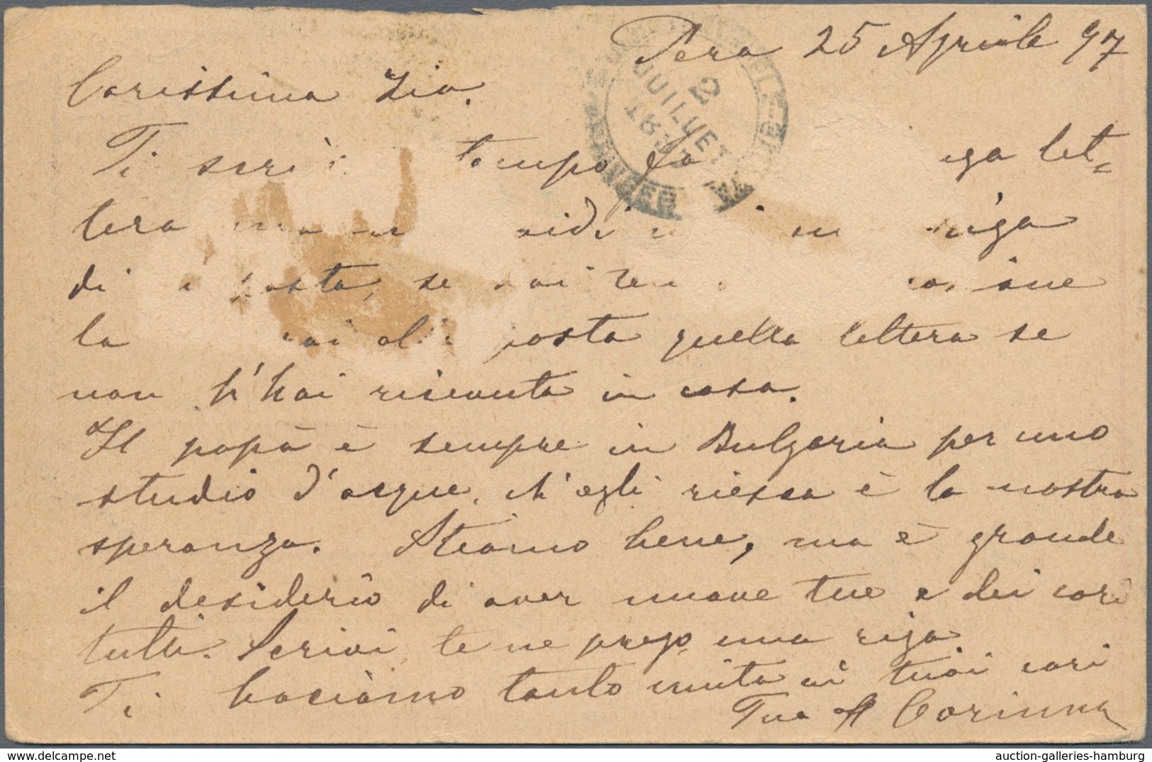 Türkei - Stempel: 1897, Turkey 20 Para Postal Stationery Card Asking Part Tied By "CONSTANTINOPLE GA - Autres & Non Classés