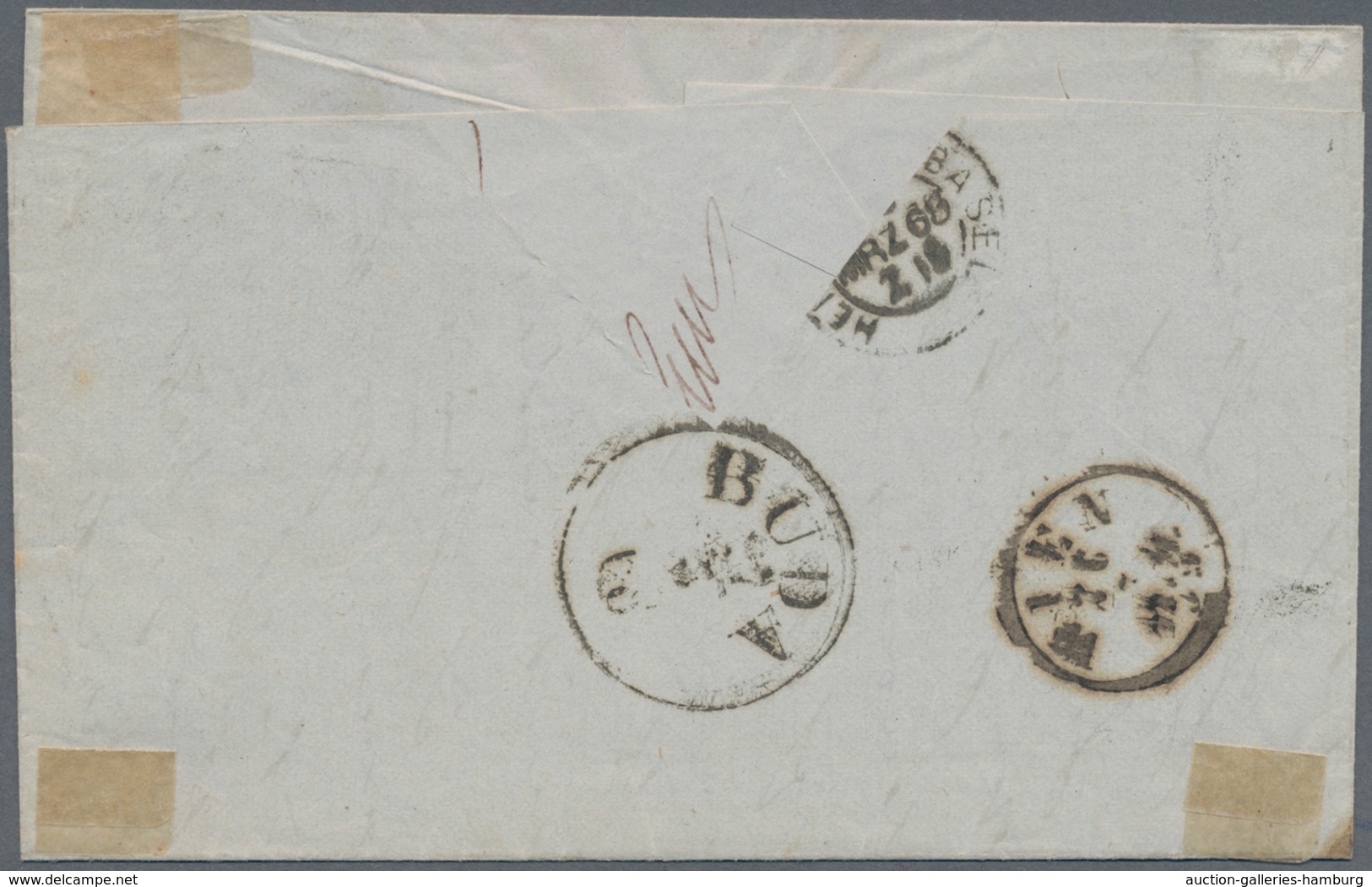 Ungarn: 1868, Incoming Mail From BADEN/GERMANY Stamped With 3 Kr Red Cancelled With Oval Postmark "M - Cartas & Documentos