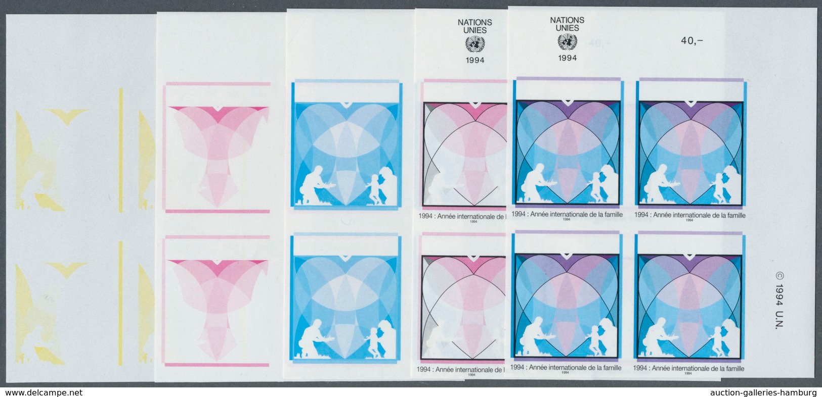 Vereinte Nationen - Genf: 1994. Imperforate Progressive Proof (10 Phases) In Corner Blocks Of 4 For - Ungebraucht