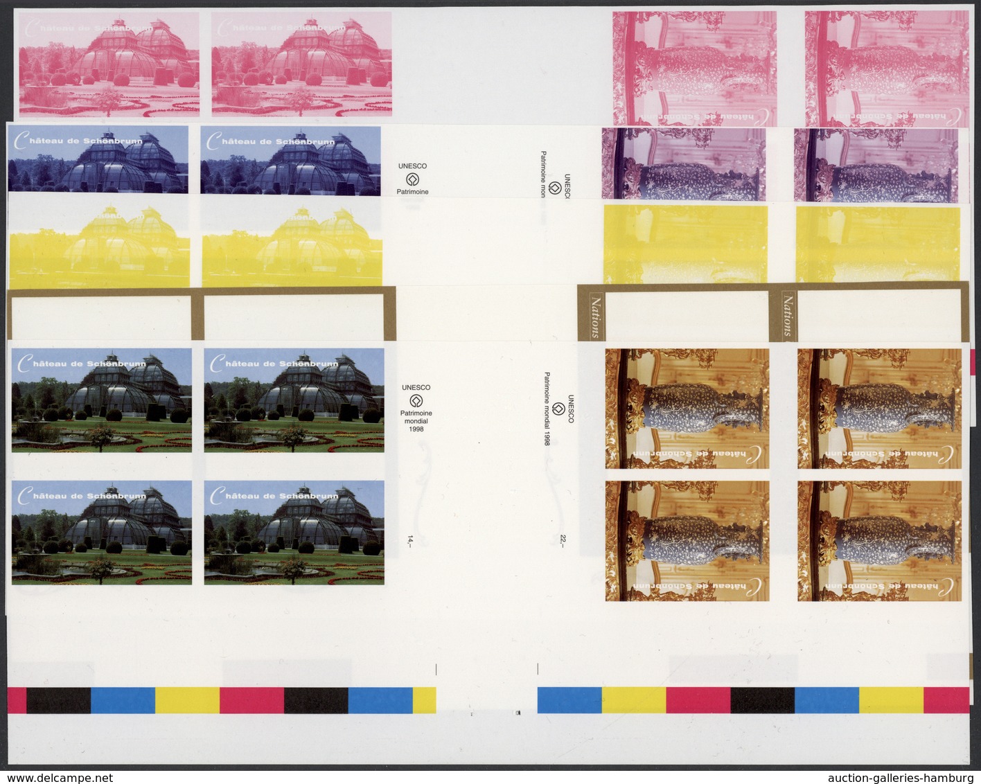 Vereinte Nationen - Genf: 1998. Imperforate Progressive Proof (10 Phases) In Se-tenant Gutter Pairs - Neufs