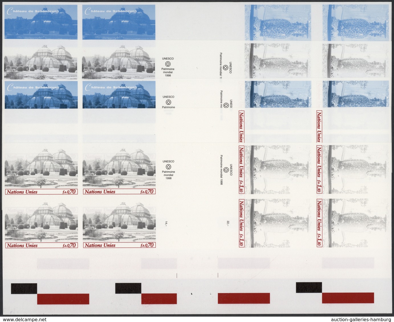 Vereinte Nationen - Genf: 1998. Imperforate Progressive Proof (10 Phases) In Se-tenant Gutter Pairs - Neufs