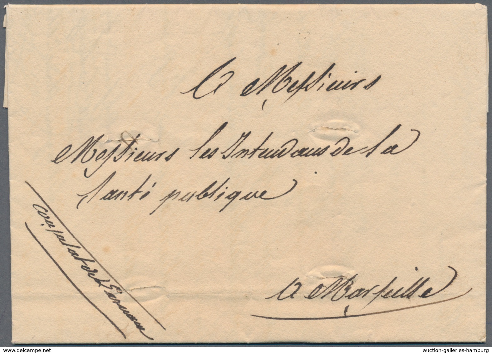 Zypern: 1836, Complete Letter From "Consulat De France" In LARNACA To Health Autorities Marseille, O - Andere & Zonder Classificatie