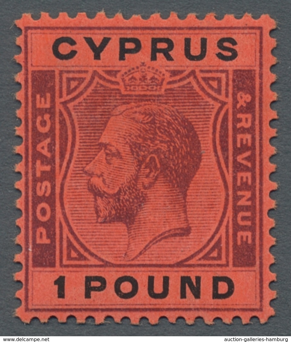 Zypern: 1924, "1 Pd. KGV", Mint Never Hinged, Superb ÷ 1924, "1 Pfd. Lila/schwarz Auf Rot", Postfris - Andere & Zonder Classificatie
