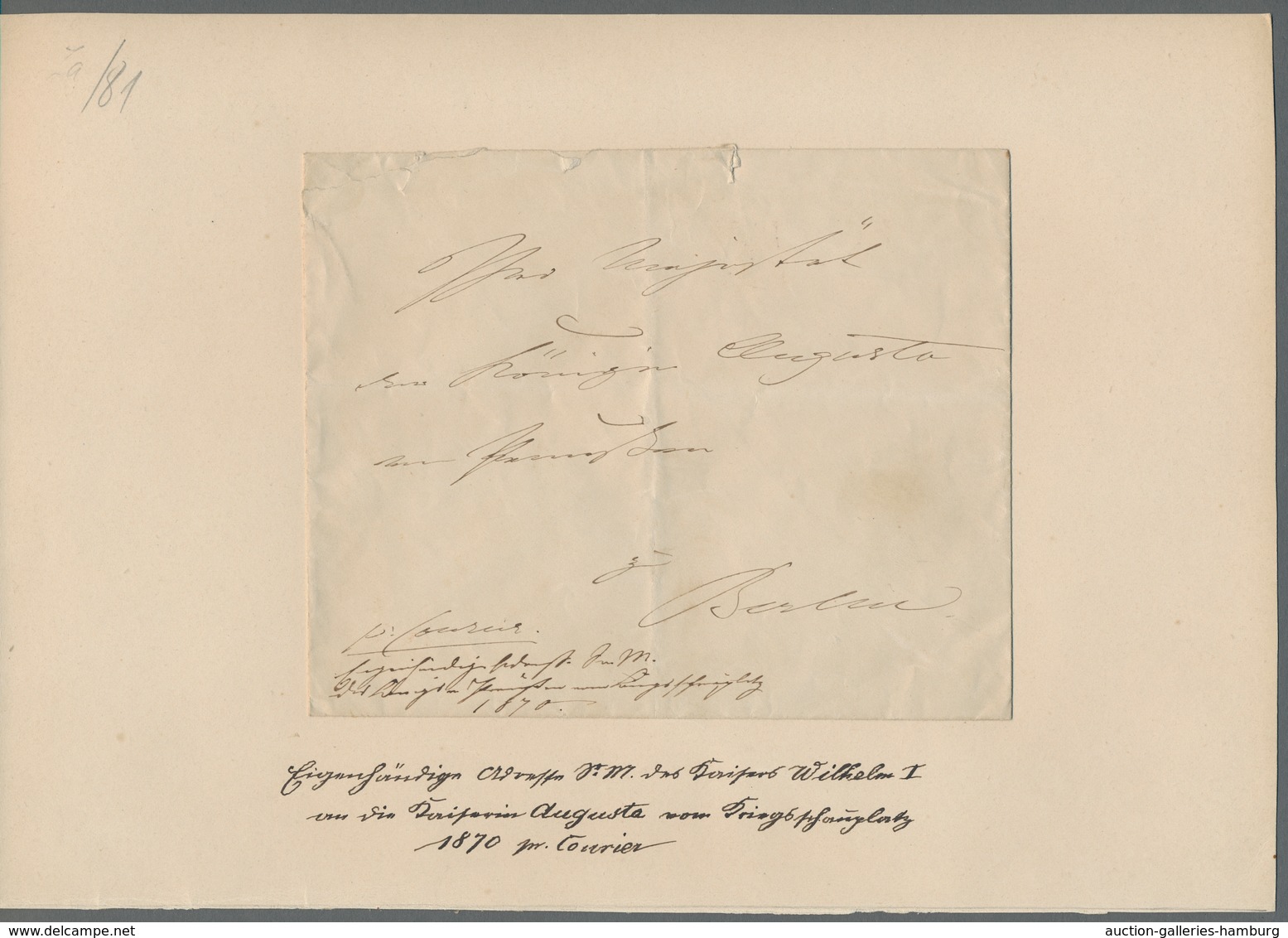 Autographen: 1870, "Kaiser Wilhelm I." (aus Der Zeit Als Er Noch Nur König Von Preußen War) Handschr - Otros & Sin Clasificación