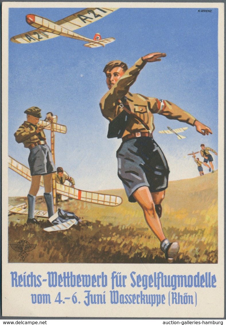 Ansichtskarten: Propaganda: 1936, Reichs-Wettbewerb Für Segelflugmodelle, Mehrfarbige Karte Des NS-F - Partis Politiques & élections